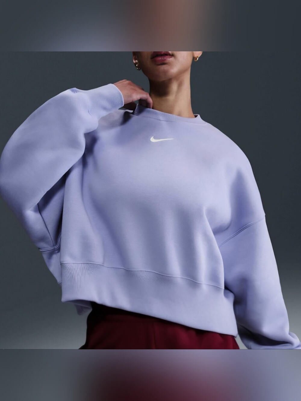 Small Lilac Nike Sportswear Phoenix Fleece Oversized Crew-Neck Sweatshirt